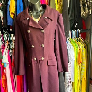 ROMA DELANA long trench purple cranberry and gold button w pickets Size14